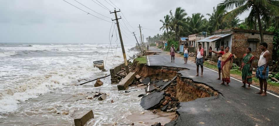 Sea Erosion Wreaks Havoc in Ganjam&rsquo;s Aryapalli, Roads Washed Away and Connectivity Hit